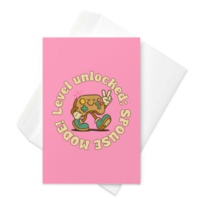 Niveau débloqué : carte de mariage amusante en mode conjoint – cadeau de mariage pour joueur, carte de mariage ringard, jolie carte de félicitations pour jeunes mariés