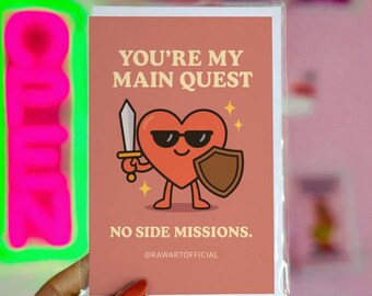 Tarjeta divertida de amor gamer: Eres mi misión principal