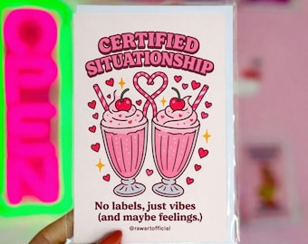 Funny Situationship Love Card: Milkshake Design, Valentine