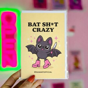 Funny Spooky Bat Card – Batshit Crazy Halloween Humor Gift for Friend