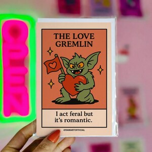 Funny Love Gremlin Card: Feral Romance Anniversary, Valentine Gift