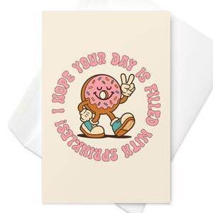 Carte d'anniversaire à saupoudrer de beignets – voeux mignons et amusants pour les amateurs de friandises sucrées, carte de jeux de mots colorée pour les amis, les enfants ou tous ceux qui aiment les beignets