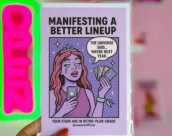 Funny Rave Birthday Card: Retro Pop Art EDM Festival Girl