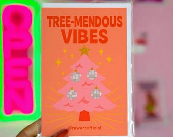 Funny Christmas Card – Tree Mendous Vibes Holiday Pun