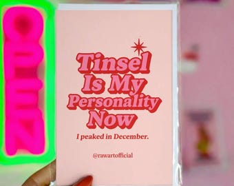 Funny Christmas Card – Tinsel Is My Personality Now Holiday Humor
