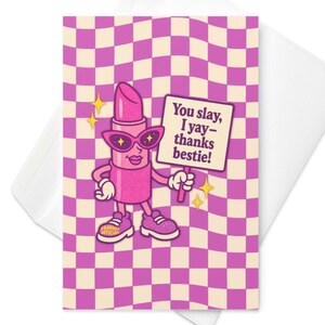 Carte de voeux Merci Bestie - Carte de remerciement mignonne et amusante pour votre meilleure amie, parfaite pour remercier un meilleur ami, le soutenir ou simplement parce que