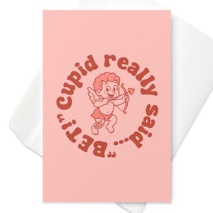 Cupido disse que aposta em cartão de casamento engraçado – Parabéns de casamento moderno, presente fofo para chá de panela, cartão de felicitações para recém-casados
