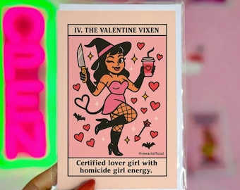 Spooky Valentine's Day Card • Gothic Witch Vixen Tarot Style - Etsy