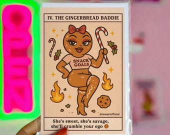 Funny Christmas Card – Gingerbread Baddie Holiday Greeting