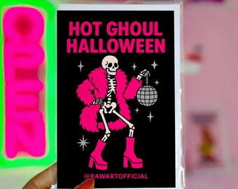 Biglietto di Halloween Hot Ghoul: Scheletro divertente, Disco spettrale