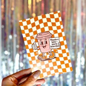 Thanks a Latte Greeting Card – Cute Coffee Pun Thank You Card for Friends, Coworkers, Teachers, or Anyone Who Deserves a Caffeinated Thanks