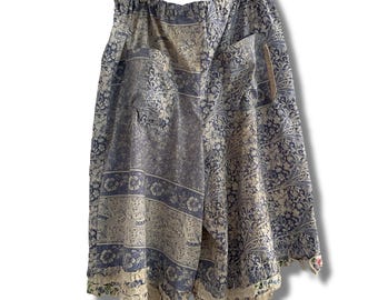 Blauwe katoenen Bermuda-shorts/Bloomers met bloemenprint, maat M-L