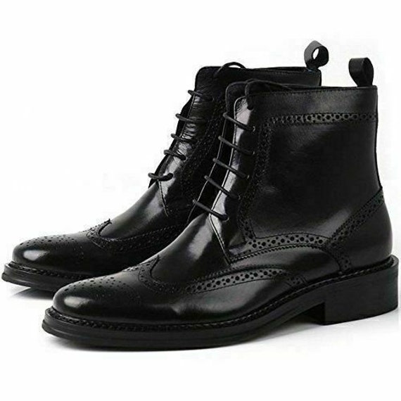 Men's Handmade Ankle Boots Black 