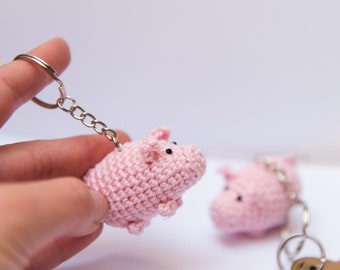 Porte-clés au crochet cochon, cochon amigurumi, porte-clés cochon au crochet, bijou de sac, porte-clés mignon, cadeau pour elle, cadeau cochon, porte-clés amigurumi, petit cochon