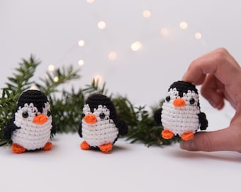 Juguete de pingüino para gato de ganchillo con hierba gatera y valeriana