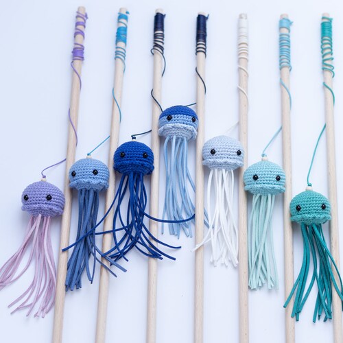 Catnip Jellyfish Cat Toy Cat Teaser Cat Wand Fishing Pole Etsy