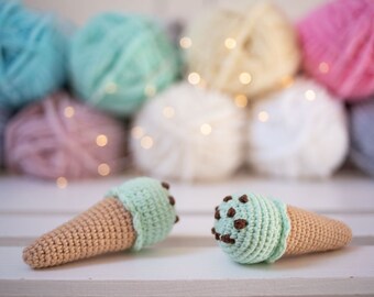 Crochet Catnip Ice Cream Toy, Organic Valerian, Funny Cat Toy