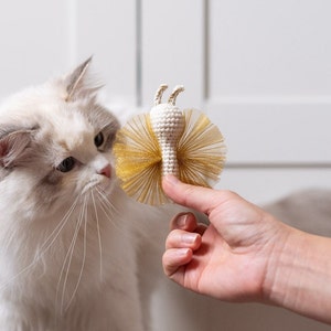 Gold catnip Butterfly toy, valerian butterfly cat toy, handmade cat toys, tule cat toy, rattle bell toy, kitten toy, cat box gift, present