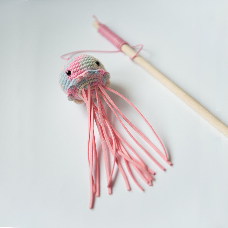 Pink Jellyfish Catnip Fishing Rod Cat Toy Cat Fishing Pole Etsy