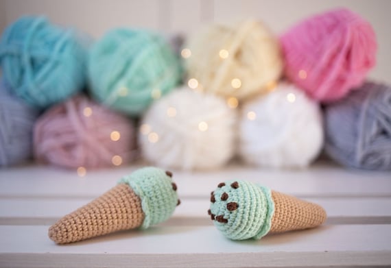 Crochet Catnip Ice Cream Toy, Organic Valerian, Funny Cat Toy