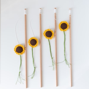 Handmade Sunflower Cat Wand Toy with Catnip & Valerian | Long Interactive Teaser, Catnip Valerian Teaser for Active Play, cat toys