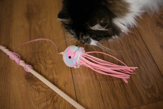 Pink Jellyfish Catnip Fishing Rod, Cat Toy, Cat Fishing Pole, Cat Teaser, Wand  Cat Toy, Cat Toy With String, Catnip Teaser, Catnip Wand Toys 