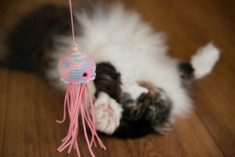 catnip Jellyfish cat toy, Cat teaser, cat wand, Fishing Pole, fishing Cat Toy, Catnip cat toy, best cat toys, Valerian toys, cute vand image 5