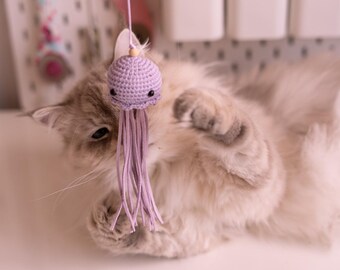 Juguete para gatos con medusa de hierba gatera, juguete para gatos, varita para gatos, caña de pescar, juguete de pesca para gatos, juguete para gatos con hierba gatera, los mejores juguetes para gatos, juguetes de valeriana, lindo juguete para gatos