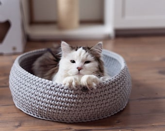 Nido para gatos, 5 colores. Cueva de algodón para gatos, cueva de ganchillo, artículos para gatos, accesorios para gatos, ropa de cama para gatos, cama para gatos, cama tejida para gatos, camas para gatos