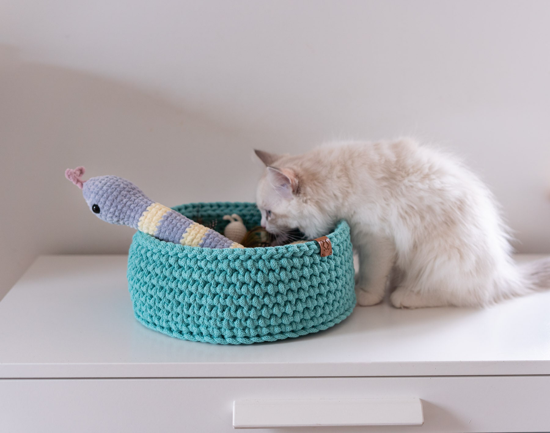 Toy basket for cat toys cat modern furniture cotton basket | Etsy