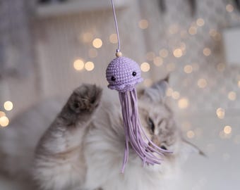 Juguete interactivo con varita de medusa de valeriana y hierba gatera para gatos