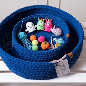 Toy basket, cat toys, cat modern furniture, cotton basket, crochet basket, knitted basket, handmade storage, storage basket, knit storage image 7