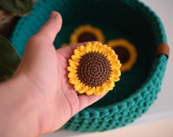 Juguete de ganchillo con forma de girasol y hierba gatera, relleno de valeriana orgánica, juguete amigurumi hecho a mano para gatos.