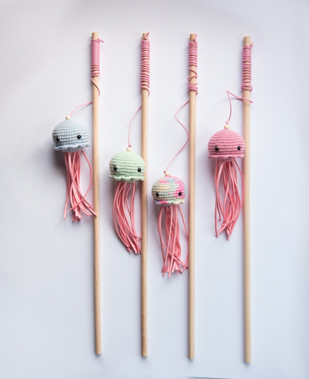 Catnip Jellyfish Cat Toy, Cat Teaser, Cat Wand, Fishing Pole, Fishing