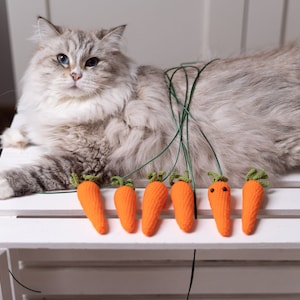 Carrot cat toy, cat toys, carrot toy, catnip toy, wooded cat toy, cat wand toy, cat teaser toy, cat toy, valerian cat toys, crochet cat toy image 5