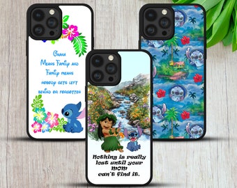 Lilo en Stitch Tropical Ohana Floral Art Gift TPU Telefoonhoesje Cover voor iPhone 7+ 8 Xs XR 12 13 14 Pro 15, Samsung A15 S23 S24 Huawei, Pixel