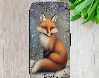 Personalized Fox Floral Wallet Phone Case: iPhone, Samsung, Google