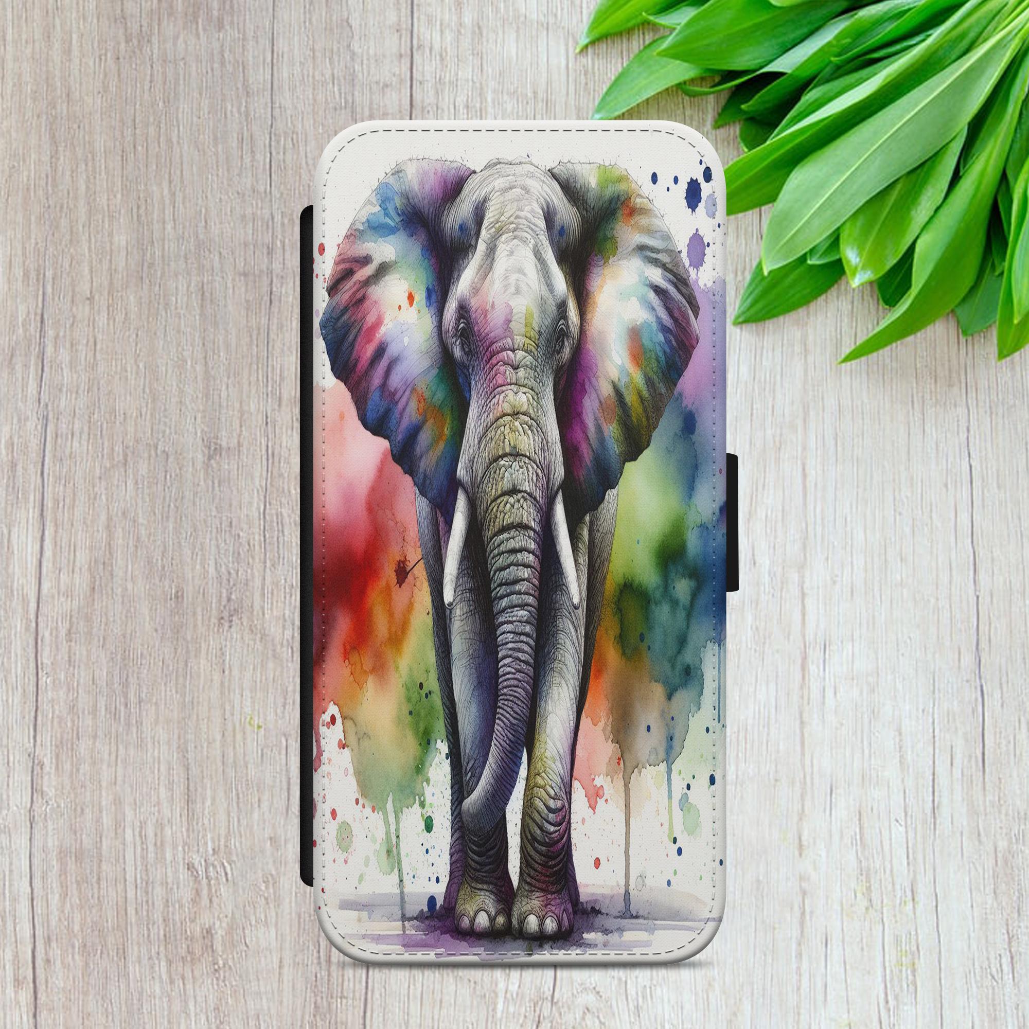 iPhone・スマホケース Society6 Indian Baby Elephants in Navy by Estelle F Elephant Sketch Art Baby Flip Wallet Phone Case Cover for