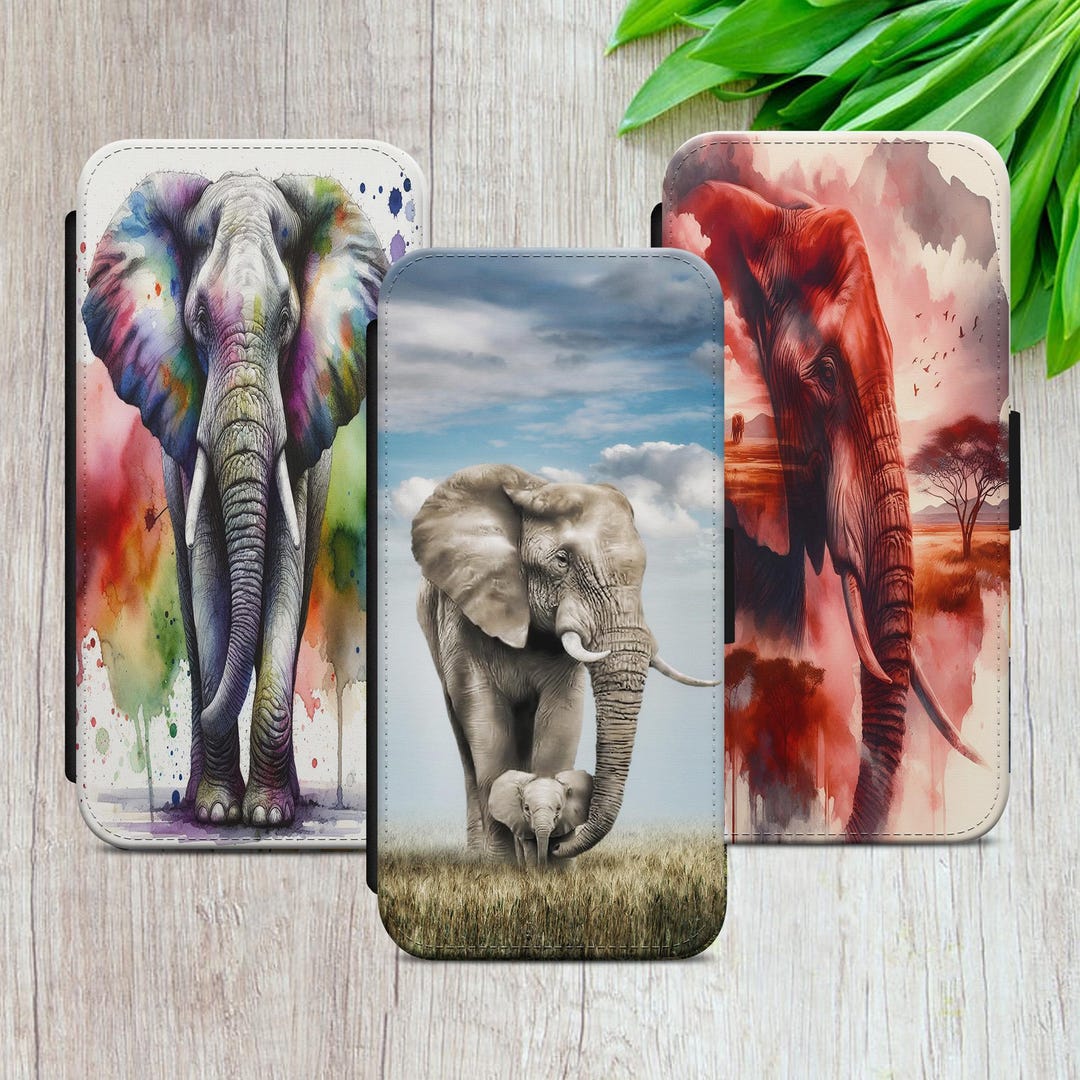 iPhone・スマホケース Society6 Indian Baby Elephants in Navy by Estelle F Elephant Sketch Art Baby Flip Wallet Phone Case Cover for