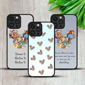 Custodia in TPU con citazione positiva e personaggi Disney di Topolino per iPhone 7, 8+, XS, XR, 11, 12, 13, 14, 15 Pro, Samsung A12, S10, S24, Huawei