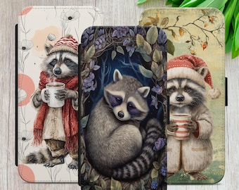 Raccoon Wallet Case: Canvas & PU Leather, Card Slots for iPhone, Samsung and Google Pixel.