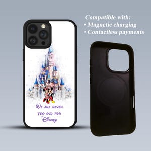 Mickey Minnie Castle Disney Gift Custodia magnetica in gomma di qualità premium per iPhone 12, 13, 14, 15, 15, 15Pro, 16, 16Pro, 16Pro Max