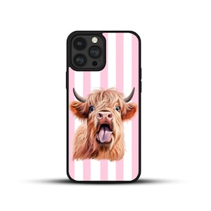 Highland Cow Scottish Stripes Sketch Art Gift TPU Phone Case Cover For iPhone 7 8 X XR 11 12 13 14 15, Samsung S10 S23FE S24 Huawei P30 Lite