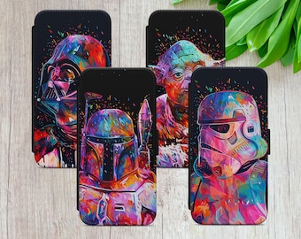 Star Wars Wallet Phone Case: Boba Fett, Yoda, Stormtrooper, Darth Vader