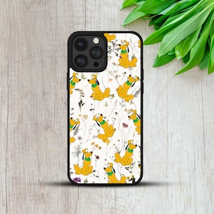 Pluto Mickey Mouse Dog Floral Pattern Art Gift Tpu Phone Case Cover For iPhone 7 8 XR 11 12 13 14, Samsung S20FE S22 Huawei P30 Pro, Pixel 7