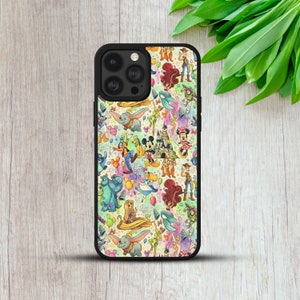 Custodia per telefono in TPU con motivo collage di Topolino, Minnie, Dumbo e Stitch, per iPhone 8, XR, 11, 12, 14+, 15, 16, Samsung S24, Huawei, Google Pixel 8a