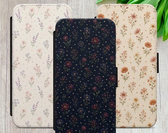 Personalized Floral Polka Dot Pattern Flip Wallet Phone Case: Custom Name Gift