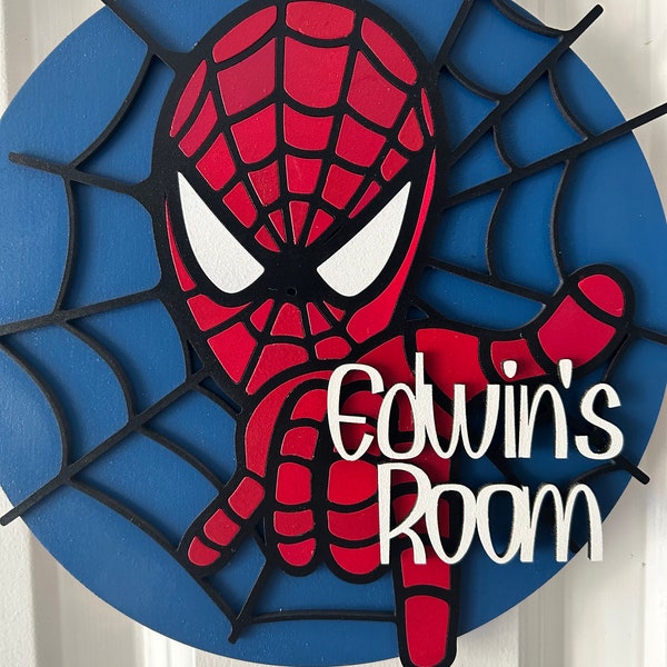 Personalised Spider-Man door sign,spider man,door sign,name plaque,marvel bedroom, personalised door sign,kids door sign,spiderman sign