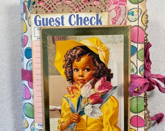 Handmade Spring Journal: Vintage Easter Ephemera, Pink Ribbon