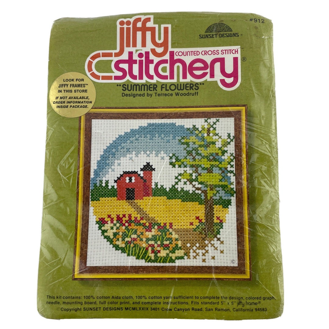 Jiffy Stitchery Cross Stitch Summer Flowers Kit 912 Sunset Etsy